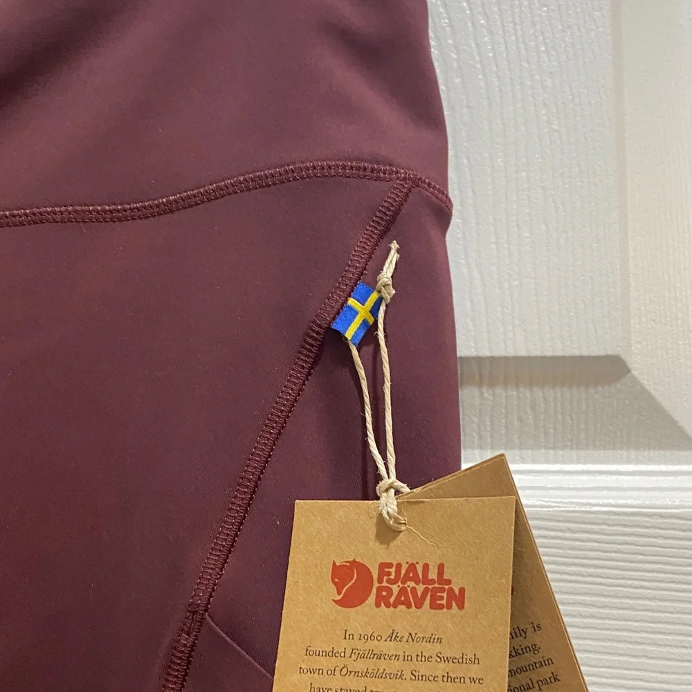 Fjallraven Women's Burgundy Bike Shorts with Side Pockets - Picture 3 of 4